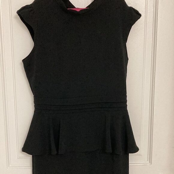 Issue NY Black Halter Dress with Ruffle Detail, Cummerbund Waist & Cap Sleeve. - Picture 7 of 10